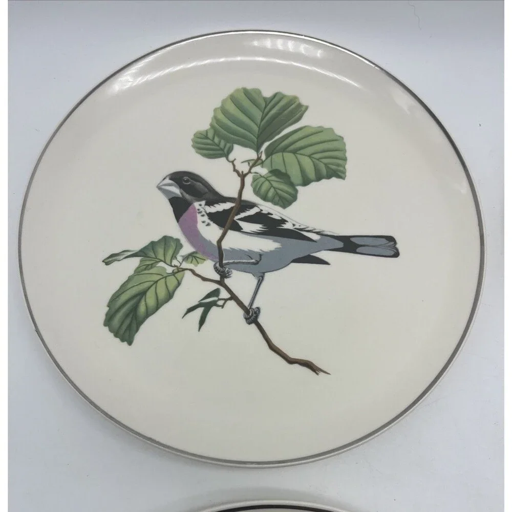 Crooksville USA Songbirds collector plates - Rose-Breasted Grosbeak, Set Of 4